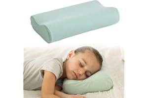 Tiny Twinkle Toddler Pillow with Fitted Pillowcase | Ergonomic Shape with Resilient, Cloud-Like Memory Foam for Comfortable Sleeping | Kids Travel Pillows (Sage)