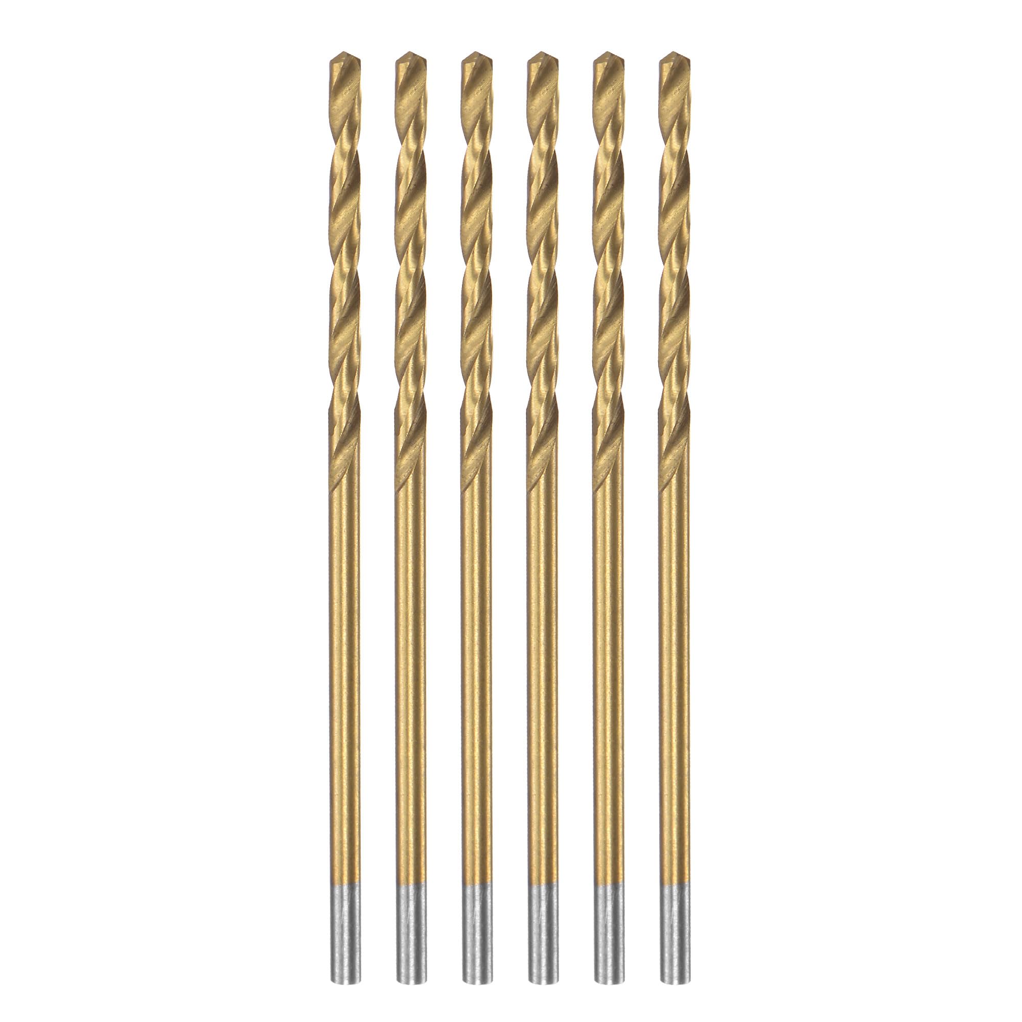 sourcing map 1.6mm Drill Bits High Speed Steel Straight Shank 43mm Length Twist Drill Bit Fully Ground Titanium Coated 6 Pcs