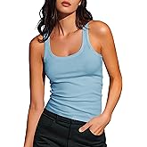 Artfish Women's Sleeveless Cotton Fitted Tank Top Form Fitting Scoop Neck Ribbed Knit Basic Cami Shirts