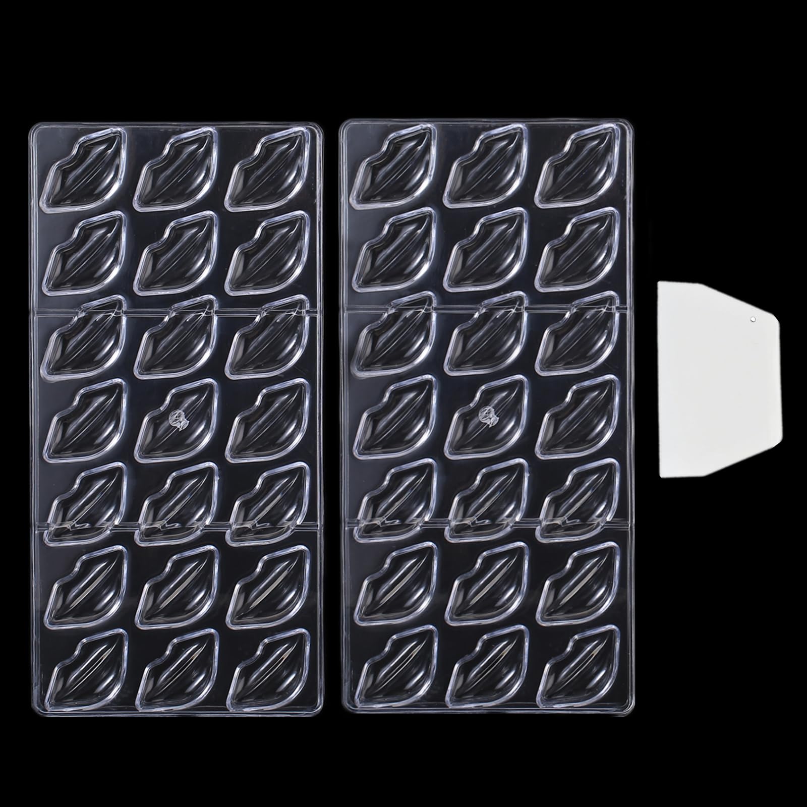 Binwat Chocolate Candy Mold PC Polycarbonate Chocolate Making Mould with Scraper (Lip Shape, 2pcs)