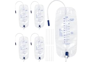 BeHerk Urinary Drainage Bag 1000ml Catheter Leg Bag, 5 Pack Catheter Leg Bags for Men, Catheter Bags with Anti-Reflux Valve, Adjustable Cloth Straps, Easy Drainage Flip Design