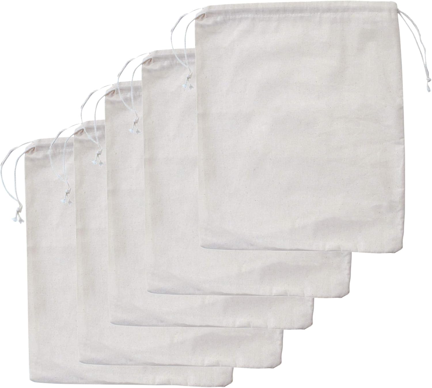 Yansanido Large‌ ‌Reusable‌ Cotton‌ ‌Produce‌ ‌Bags,Pack of 5 Storage‌ Organizing‌ ‌Drawstring‌ ‌Canvas‌ Fabric Bags for Bulk Food Storage Potato Storage Shoes Laundry ‌ (5pack-‌11.5‌x13.5‌ ‌Inch‌)