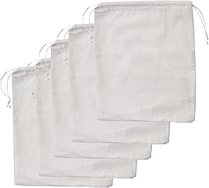 Yansanido Large‌ ‌Reusable‌ Cotton‌ ‌Produce‌ ‌Bags,Pack of 5 Storage‌ Organizing‌ ‌Drawstring‌ ‌Canvas‌ Fabric Bags for Bulk Food Storage Potato Storage Shoes Laundry ‌ (5pack-‌11.5‌x13.5‌ ‌Inch‌)