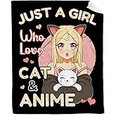 Anime Blanket Just A Girl Who Loves Anime Cat Blanket Practical Gift for Women Girls Lightweight Soft Flannel Fleece Throw Blankets for Couch Bed Sofa Small-Kid (50"X40")