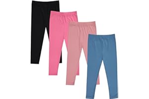 BTween Kids Girl's Fall Fashion Stretch Leggings Comfortable Bottoms Set- 4 Pack Bundle