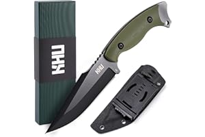 KHU Fixed Blade Knife Tactical, Hunting Knife Survival Knife Camping Knife D2 Steel G10 Handle, Outdoor Hunting Camping Accessories Gear With Kydex Sheath (Green-17 New)