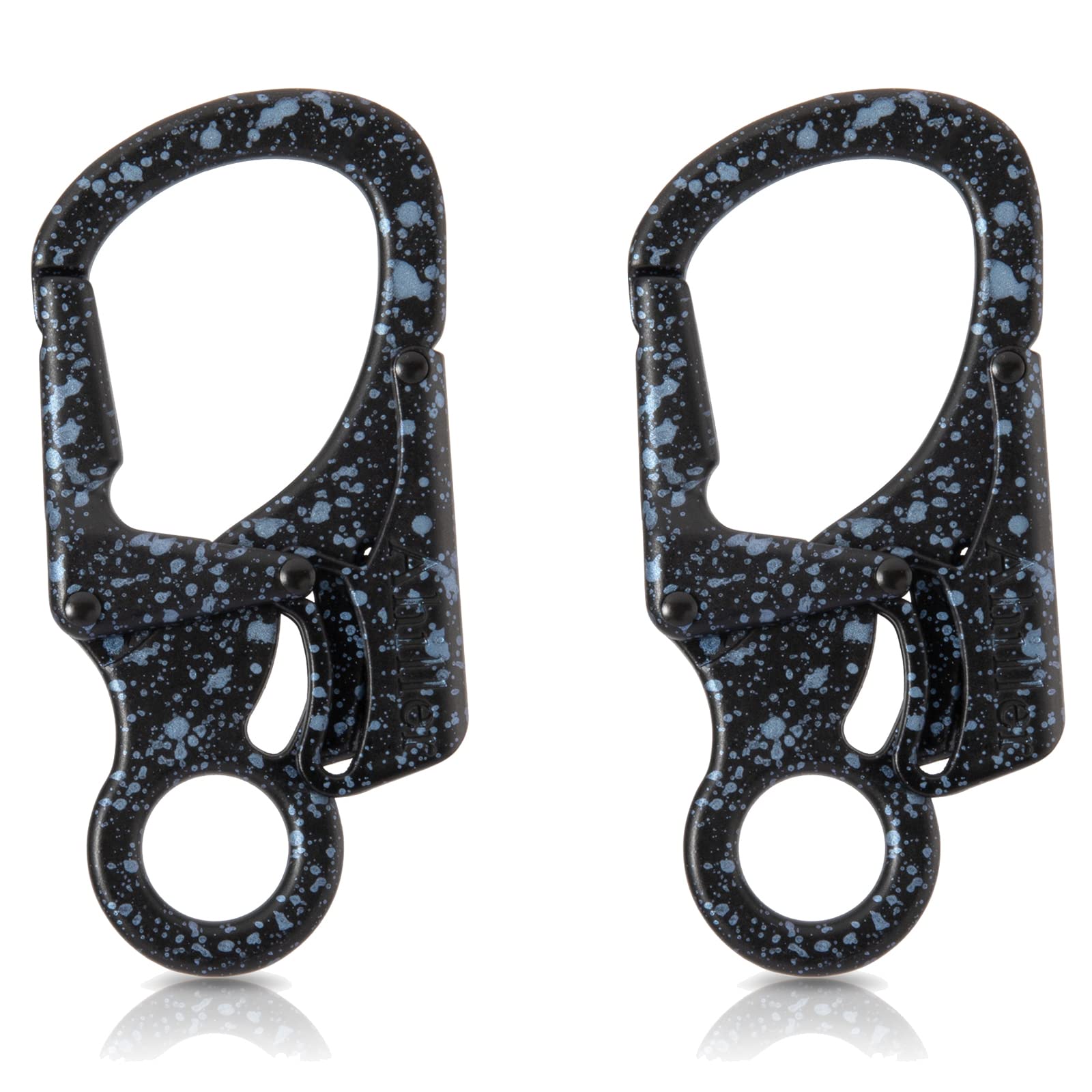 Ahiller Carabiner Clip, Double Anti-Misopening Locking Design, 3 Inch Alloy Caribena Hook, Keychain for Outdoor Camping, Hiking, Fishing, Key Ring Clip (Black Blue-2P)