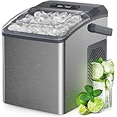 Silonn Countertop Ice Maker Machine, 26 lbs per Day, Fast Ice in 6 Minutes, Self-Cleaning Ice Maker, Compact Countertop Ice Machine for Home, Kitchen/Office/Parties,Stainless Steel