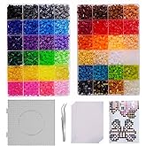 ZLLBTMO 4800pcs Fuse Beads Kit for Kids Crafts, 48 Colors 5mm Melting Beads Set Including Pegboards, Ironing Paper, Tweezers, Birthday and Christmas Gift