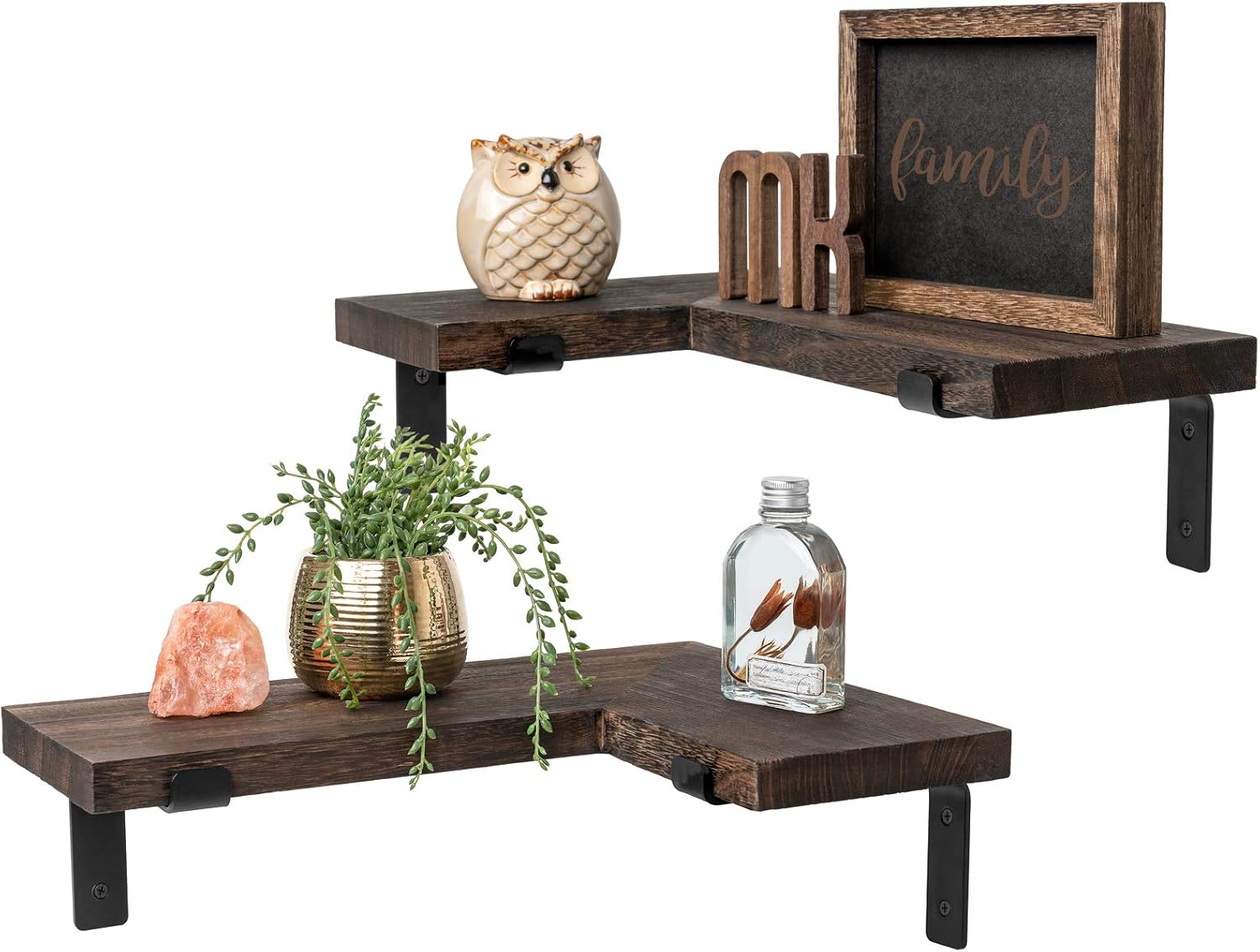 Mkono Corner Wall Shelves Rustic Wooden Floating Corner