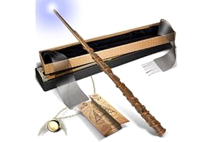 Natem Light Up Wizard Wand, Rechargeable Lighting Witch Wands, Illuminating Magic Witches Staff Wand for Cosplay Accessories with Necklace for Halloween Birthday Party Gift (Prudential)