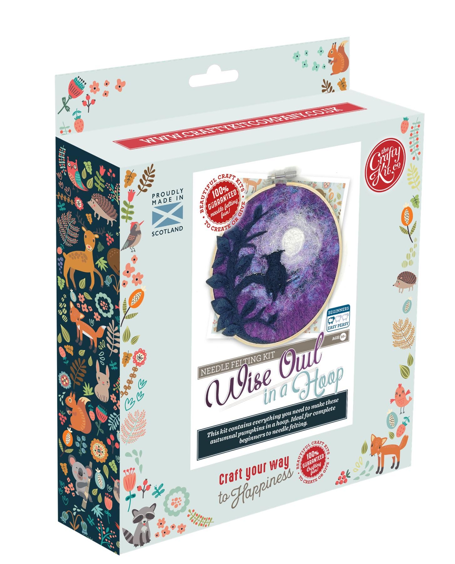 The Crafty Kit Co Wise Owl in a Hoop Needle Felting Kit