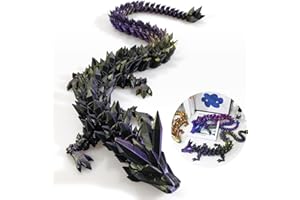 24 ”Large 3D Printed Dragon,Flexible Articulated Crystal Dragon Toy, 3D Printed Gift for Festival,Home Decoration&Executive D