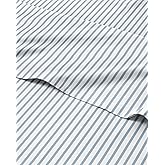Striped Sheets - Blue & White Striped Sheets - 1 Flat & 1 Fitted & 2 Pillowcases w/ Deep Pockets – Wrinkle & Fade Free - Ultra-Soft, Breathable and Cooling - Luxury Pinstripe Bedding - Queen Size Set