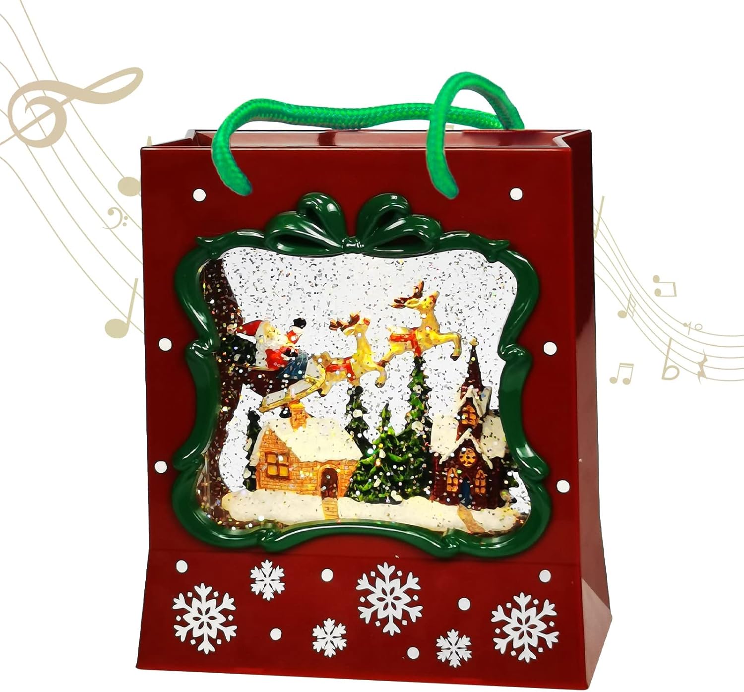 Snow Globes - Party Spot! Christma Gift Lantern, 6H Timer Swirling Glittering Snow Globe Lantern, Musical Decoration with LED for Xmas Decorative Lamp Festival Ornament and Gifts