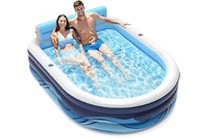 VISTOP Inflatable Pool for Adults or Kids with Seats/Cup Holders Large Thickened Extra Large Toddlers Cool Swimming Pool Family Summer Blow Up Water Pools for Outdoor, Water Party, Garden SPA Tub