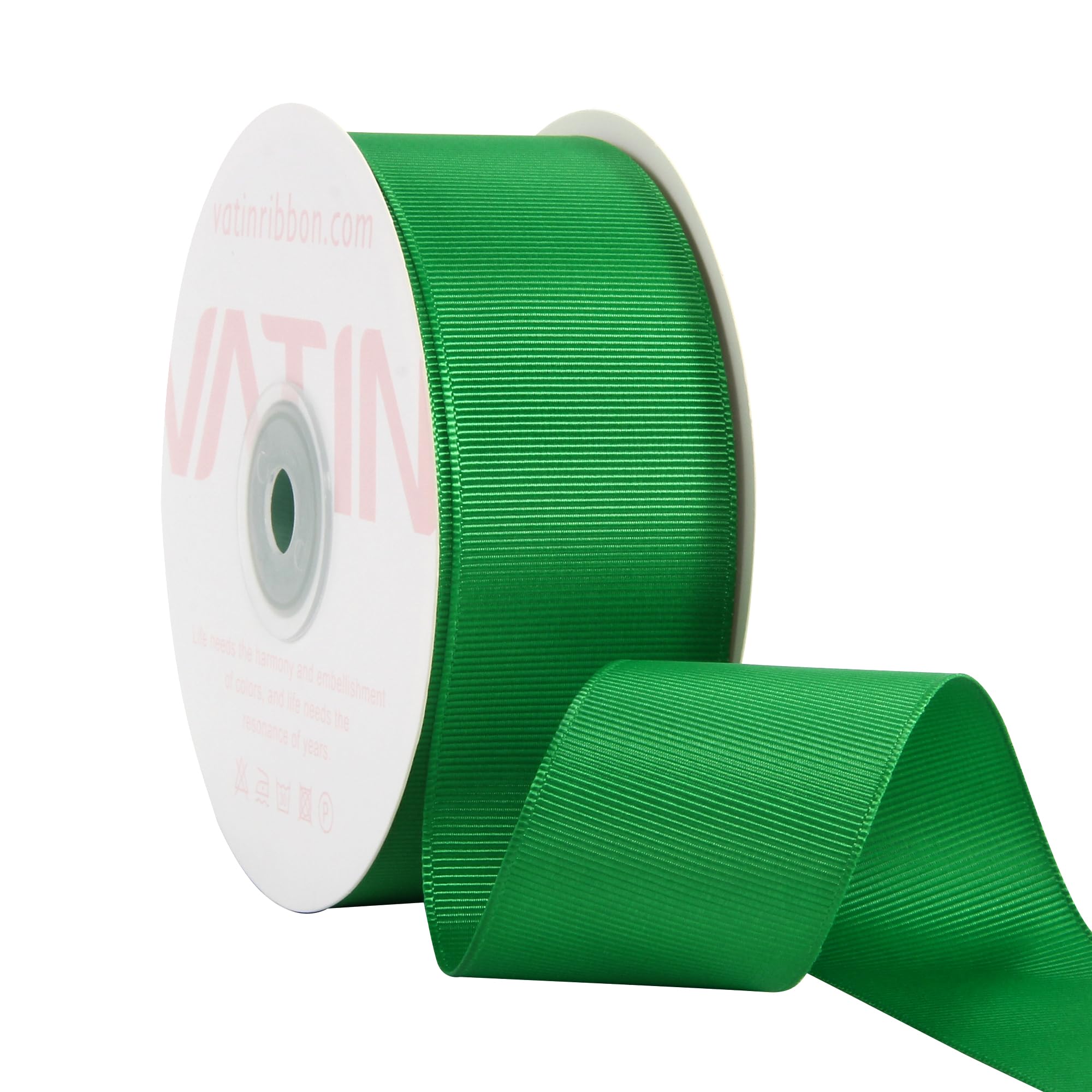 VATIN 38 mm Solid Emerald Green Grosgrain Ribbon Spool -23 Metres, Great for Sewing, Gift Wrapping, Hair Bows, Flower Arranging, Home Decorating