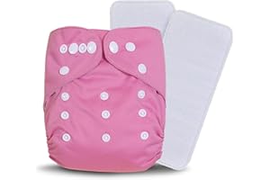 TDIAPERS Cloth Diaper Washable Reusable One Size Adjustable for Baby, 1 Diaper and 2Pcs 3-Layers Microfiber Inserts