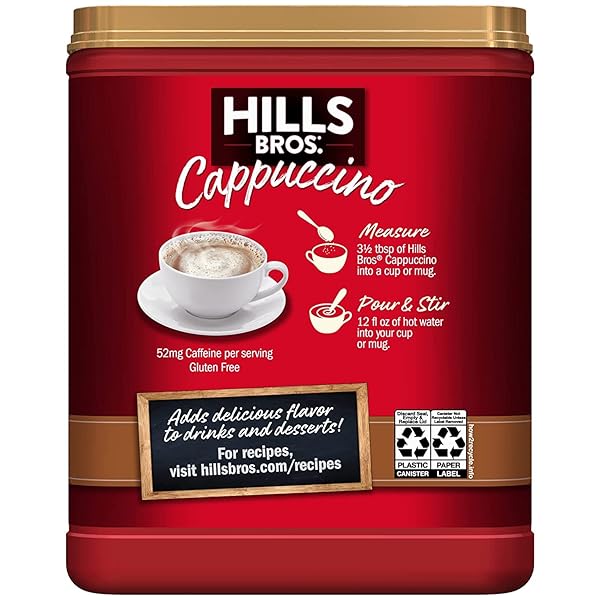 HILLS BROS. INSTANT CAPPUCCINO MIX, ENGLISH TOFFEE (16 OZ, PACK OF 1) – CONVENIENT AND VERSATILE, INSTANT HOT OR ICED COFFEE, FROTHY & RICH ENGLISH TOFFEE FLAVOR – JUST ADD WATER