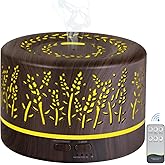 Essential Oil Aromatherapy Diffuser - 500ml Humidifier with Timer and Auto-Off Safety Switch - 7 Colors Lights - Ultrasonic Cool Mist Essential Oil Diffuser for Home Office Room (Grey)