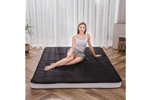 MAXYOYO King Bed Mattress Japanese Floor Futon Mattress, Polyester, King, Plush, Black