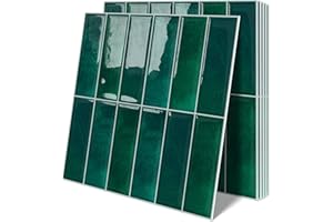 Tiwoos Dark Green Peel and Stick Tile Backsplash Self Adhesive Tiles for Kitchen Wall Bathroom (10-Sheet,12"x12")