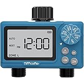 TiFFCOFiO Sprinkler Timer Outdoor, Digital Pogrammable for Garden Hose, Irrigrtion Timer with Rain Delay and Manual Mode (2 Oulets, 1 Pack)