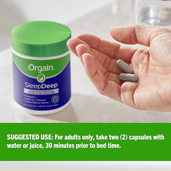 ORGAIN SLEEPDEEP, MELATONIN SLEEP AID SUPPORT SUPPLEMENT WITH MAGNESIUM, GABA, L-THEANINE, L-TRYPTOPHAN, CHAMOMILE, LEMON BALM & VALERIAN ROOT, GLUTEN FREE, DOCTOR FORMULATED – 60 COUNT, 30 DAY SUPPLY