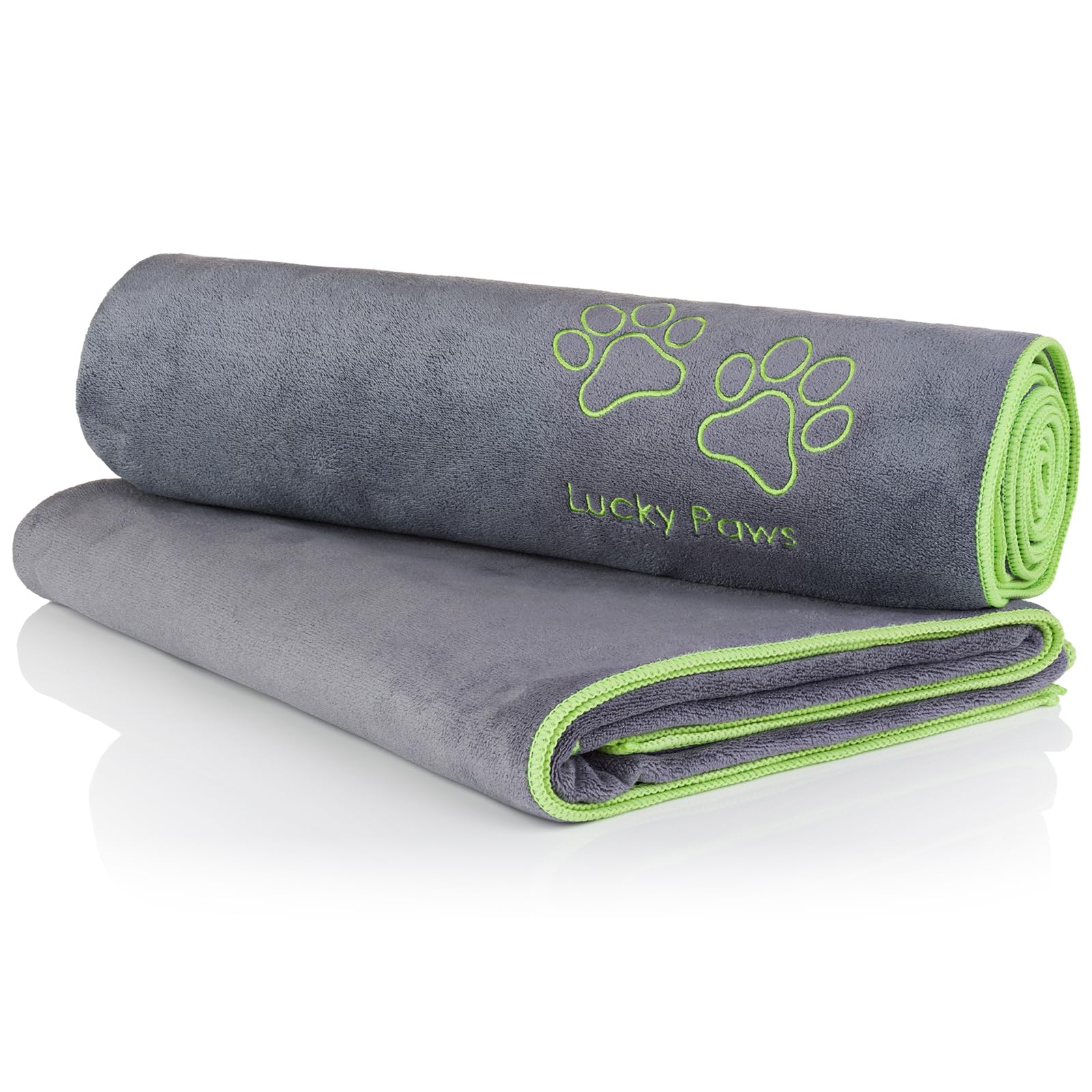 Lucky Paws® UK Dog Towel – Extra Large 140x70cm – Super Absorbent, Luxuriously Soft & Fast Drying Microfibre Towel – Premium Dog Towels for Drying Dogs (Pack of 2, Grey)