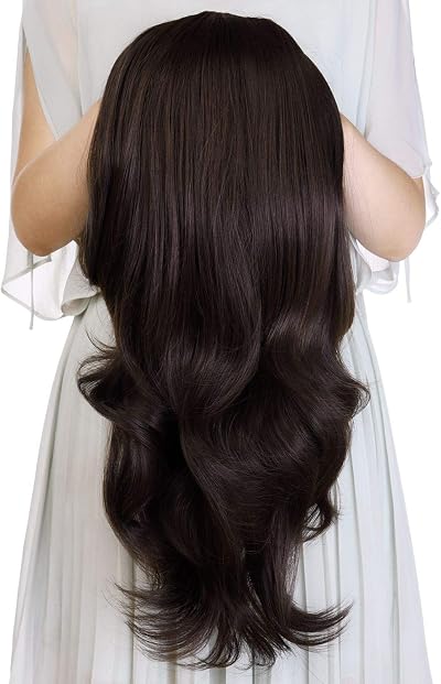 Kori Koli 24" Wavy Half Wig Synthetic Hair Extension Light Black Clips Women