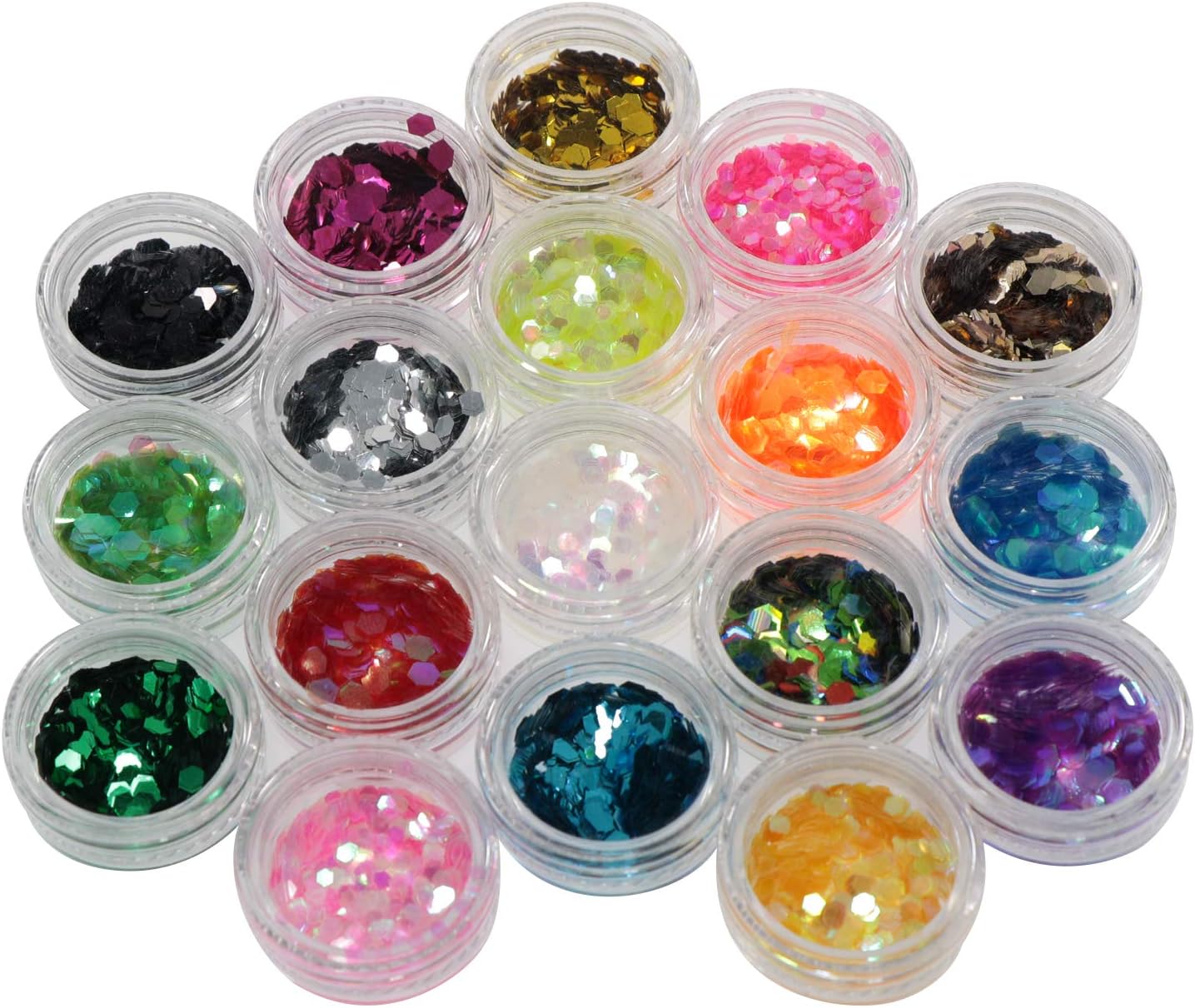 Waycreat Festival Glitter, Cosmetic Glitter Face Body Hair Nails Decorative for Christmas Arts Crafts Assorted Color, 18 Pieces