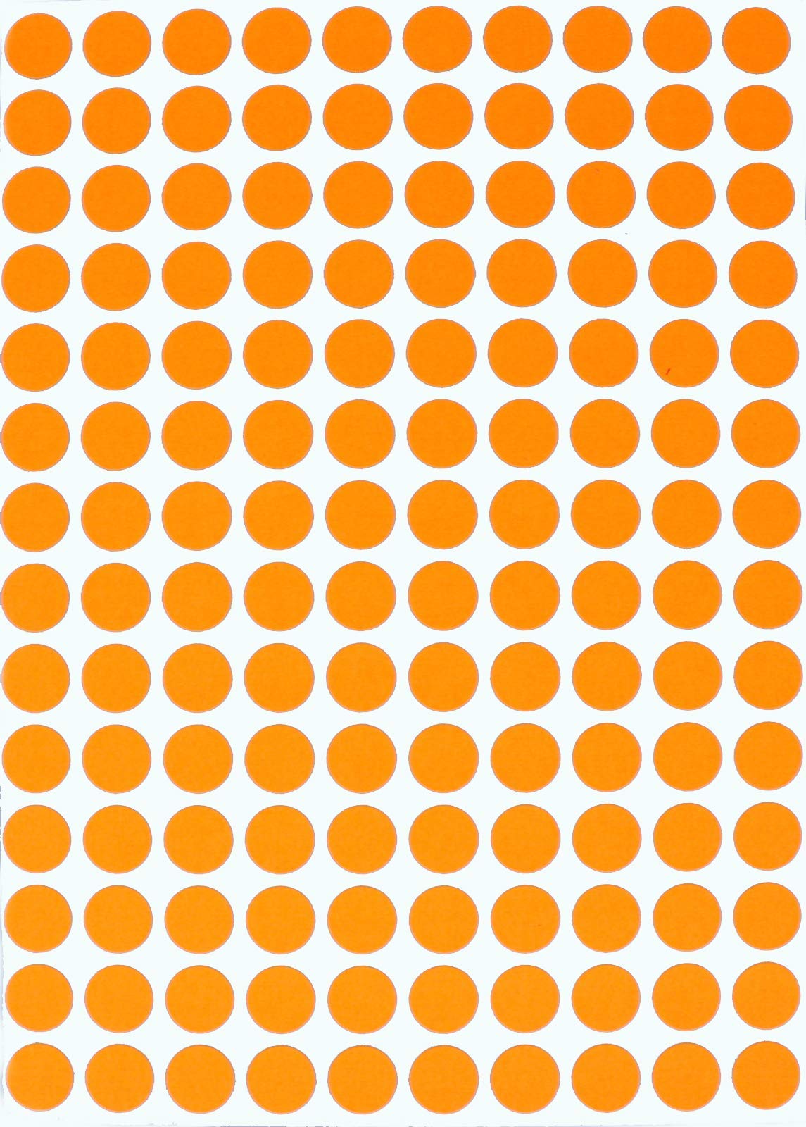 Neon Color Coding Labels 1cm Round 10mm Dot Stickers Half inch Rounds Fluorescent Orange Sticker - 2100 Pack
