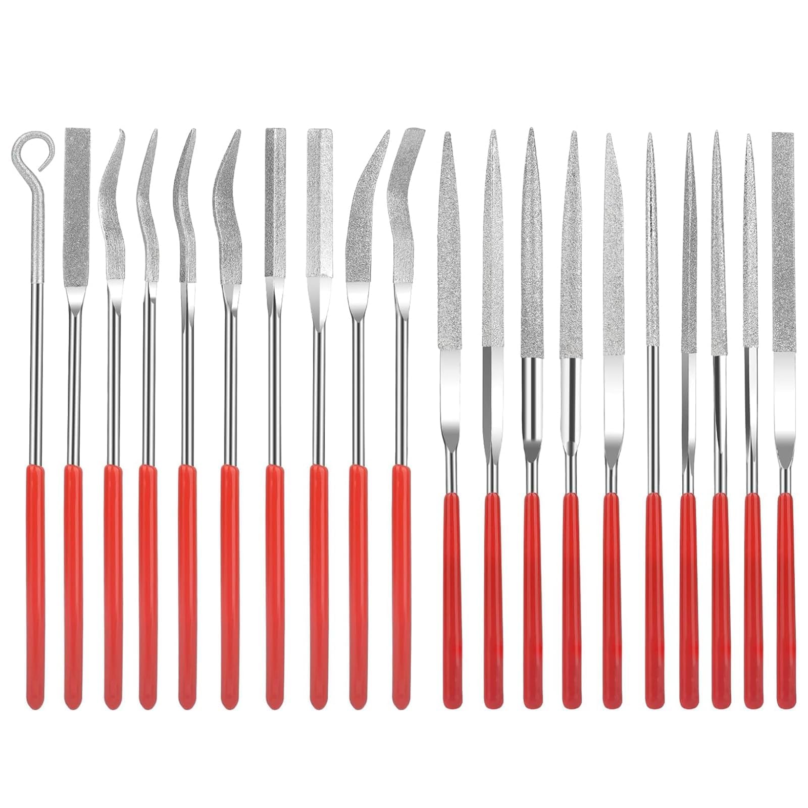 20 Pcs Diamond Needle File Set, 3x140 mm Mini Modelling Files Diamond Files Needle Files, Mini Diamond File Jewelry Hand Files Dental File Tool Kit for Wood, Jade, Ceramic and Metal