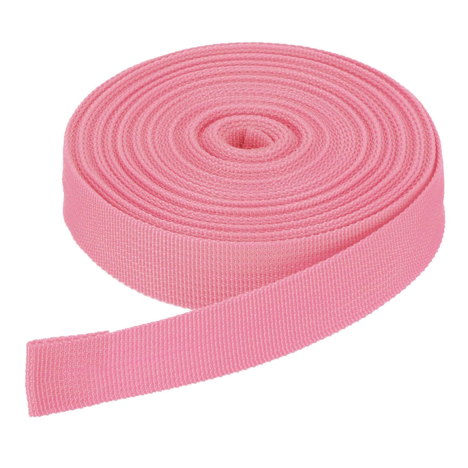 DMiotech 10 Yard x 1 Inch Width Nylon Webbing Strap Poly Flat Webbing Strapping for DIY Craft Backpack Strapping, Sewing, Outdoor Gear Repair, Rose Pink