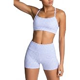 IMEKIS Women's Workout Sets 2 Piece Yoga Outfit High Waisted Biker Shorts Leggings Sports Bra Gym Fitness Clothes Tracksuit