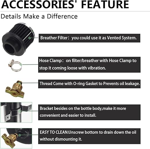 Amazon Com 750ml Aluminum Baffled Oil Catch Can Breather Can With Drain Valve W Filter 2 Ports 10an Oil Coolant Fuel Overflow Tank Black Automotive