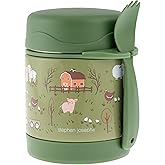 Stephen Joseph, 10oz Vacuum Sealed Insulated Food Jar for Hot Food, Lunch Thermo Kids Food Jar with Spork, Leak Proof Stainless Steel Wide Mouth Lunch Food Thermo Jar for School, Farm