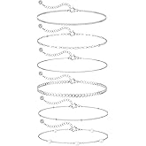 MBW Silver Plated Bracelets for Women, Dainty Silver Bracelets for Women Set Bracelet Stack Waterproof Jewelry for Women Trendy Minimalist Simple Small Thin Bracelet Set for Women Teen Gift