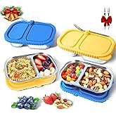 2 Pack Stainless Steel Snack Containers for Kids & Adults - Reusable 2 Compartment Snack Containers with Leakproof Silicone Lids, Divided Meal Prep Lunch Box Food Container for School, Office, Travel