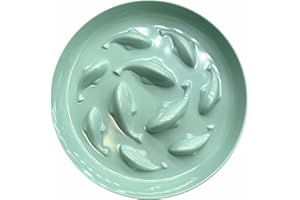 Slow Feeder Bowl for Cats and Small Dogs,Cilkus Fish Pool Design, Fun Interactive Bloat Stop Puzzle Feeder Bowl Healthy Eating Diet Made of Melamine Food Grade Material (Green(Melamine))