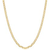 Barzel 18K Gold Plated Mariner Chain Necklace for Women, Flat Marina - Made in Brazil