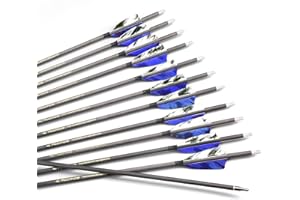 ACCMOS 6/12pc Custom Length Feathered Carbon Arrows 300 350 400 500 600 700 800 Spine Removable Tips 3" Turkey Feather Targeting Hunting Arrow for Traditional Bow Long-Bow Recurve Bow Compound Bow