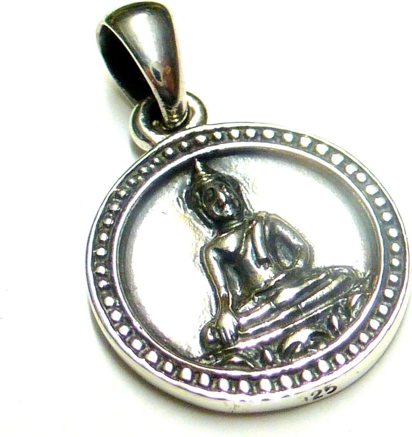 Necklace pendant, silver Buddha motif, as a protection symbol and good