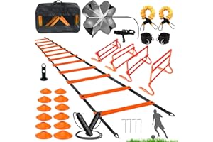 KATZEIST Agility Training Equipment, Kids Soccer Hurdles Agility Ladder Equipment Set Agility Training kit for Football, Soccer, Basketball,Speed and Agility Training kit