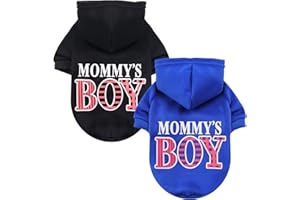 BAEJMJK 2 Pack Dog Hoodie with Hat Boy Dog Sweatshirt with Leash Hole Soft Warm Pet Clothes Sweaters Dog Jacket Puppy Coat Doggie Apparel for Fall Winter Small Dogs Cats（Blue+Black,Small）