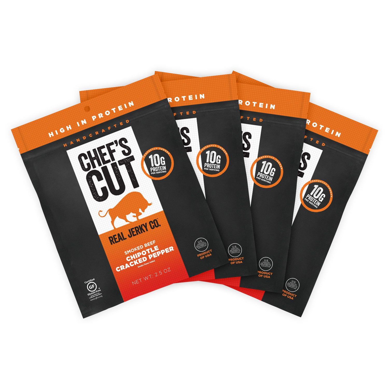 Chef's Cut Tender Real Steak Jerky, Chipotle Cracked Pepper, 2.5 Ounce (Pack of 4)