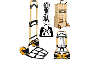 350 LB Capacity Upgraded Folding Hand Truck Dolly,Portable Dolly Cart with Telescoping Handle，Rubber Wheels and Aluminum Whee