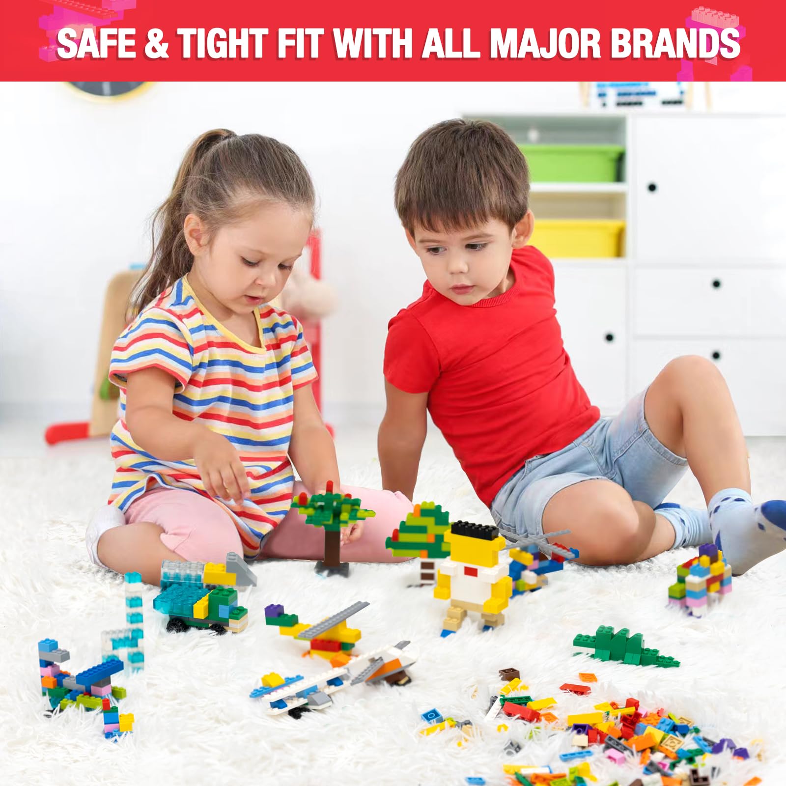 1600 Pieces Building Bricks, Building Bulk Block with 2 Packs 24x24 Studs Sticky Plate and 46PCS Wheel Accessory - Compatible with All Major Bricks, Gfits for Kid - 18 Shape/16 Color