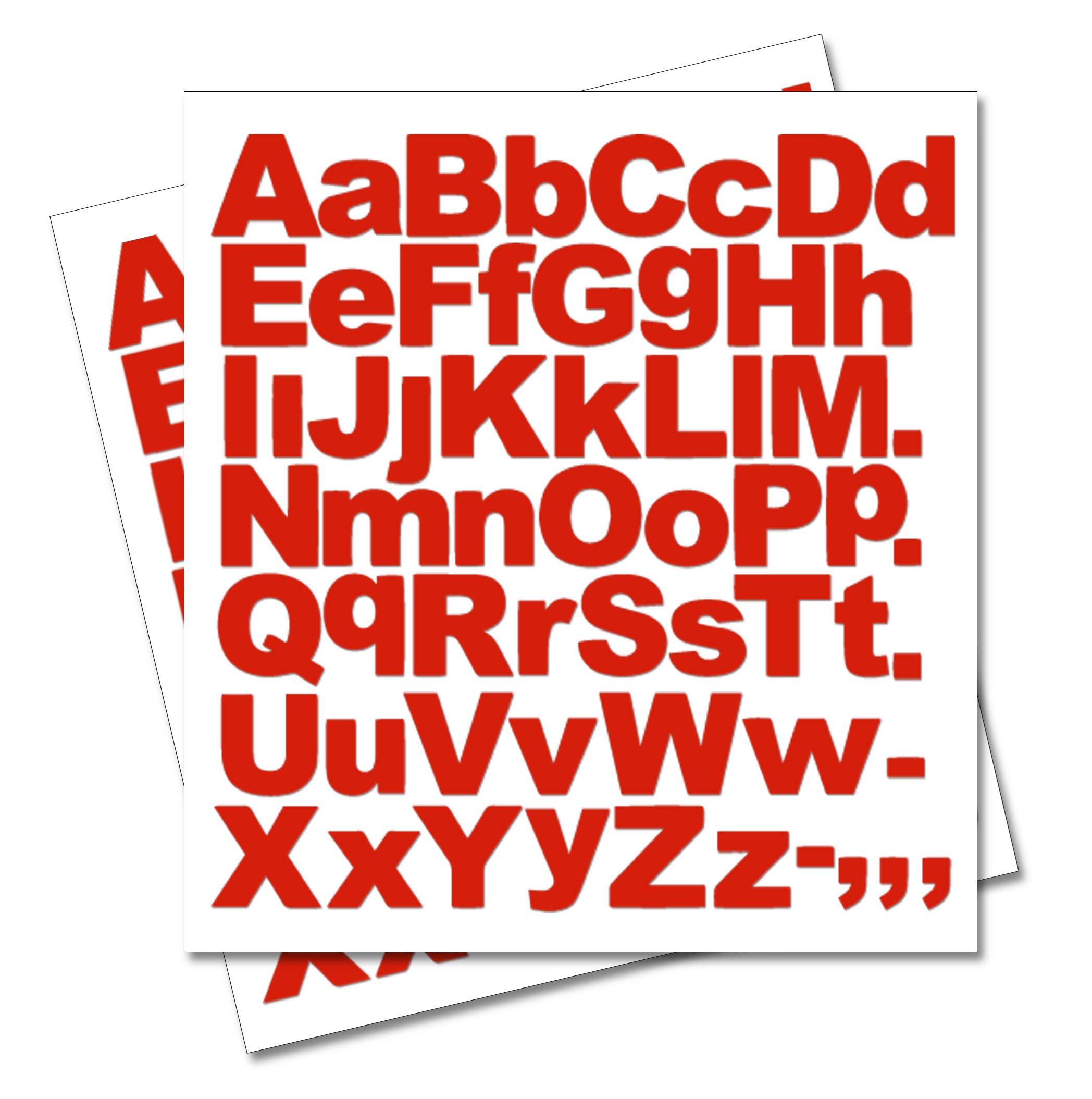 2 x Set of A-Z Red Capital & Small Letters Full Alphabet - Removable Self Adhesive Waterproof Durable Vinyl Stickers - Cut to the sticker Shape - size 20mm