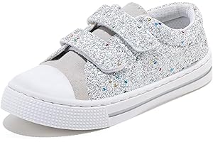 FUNCOO PLUS Boys Girls Sneakers Toddler Canvas Shoes Kids Walking Shoes with Hook and Loops